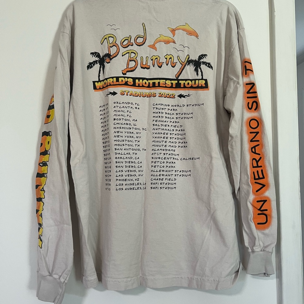 Bad Bunny Beige Long Sleeve Tour Shirt